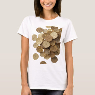 Camiseta Hojas doradas plateadas en negrita Diseño en negri