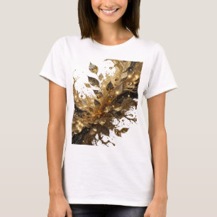 Camiseta Hojas doradas plateadas y burbujas de gelatina