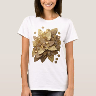 Camiseta Hojas doradas y monedas grises que llaman la atenc
