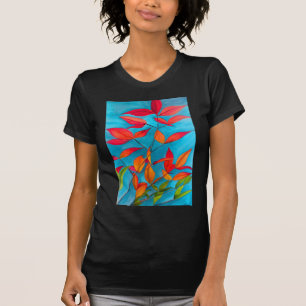 Camiseta hojas naranjas Arte acuático original de otoño