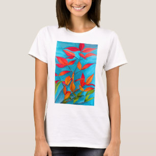 Camiseta hojas naranjas Arte acuático original de otoño