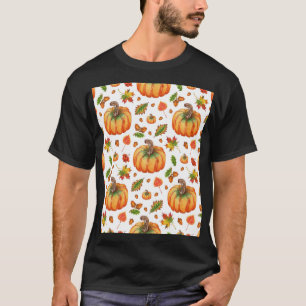 Camiseta Hojas otoñales, bellotas: patrón de acuarela.