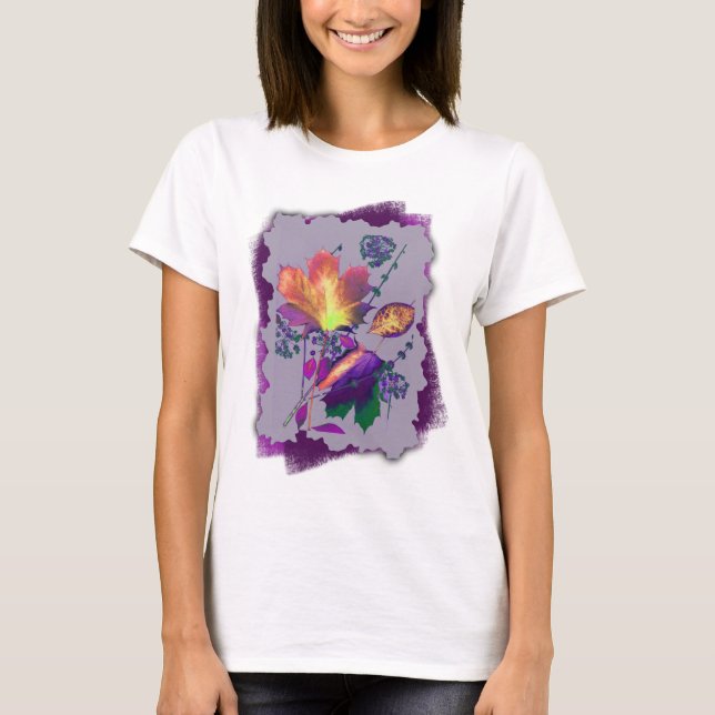 Camiseta Hojas otoñales en Lilac con morado (Anverso)
