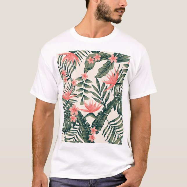 Camiseta Hojas tropicales, alegres tapices de playa. (Anverso)
