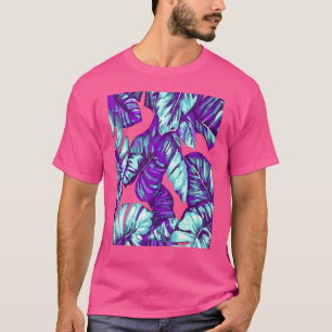 Camiseta Hojas tropicales Banana y Orano Rojo Azul Monstera