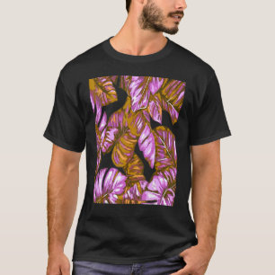Camiseta Hojas tropicales de Banana y Monstera Lilac Ochre