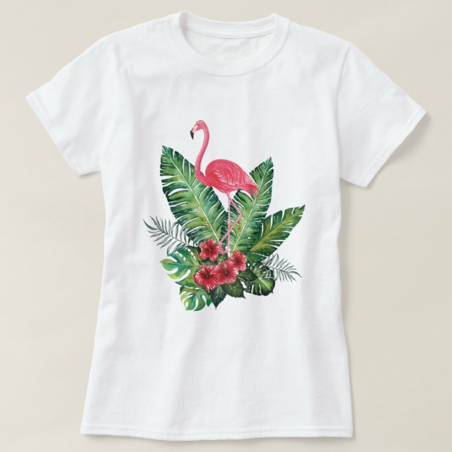Camiseta Hojas tropicales de flamenco (Diseño del anverso)