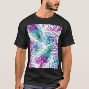 Camiseta Hojas tropicales de palma, acuarela floral.