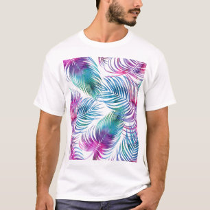 Camiseta Hojas tropicales de palma, acuarela floral.