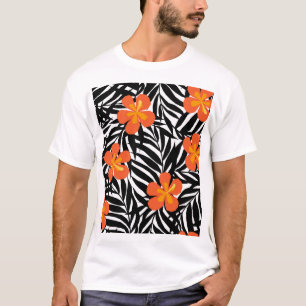 Camiseta Hojas tropicales de palma, estilo vintage de aplic
