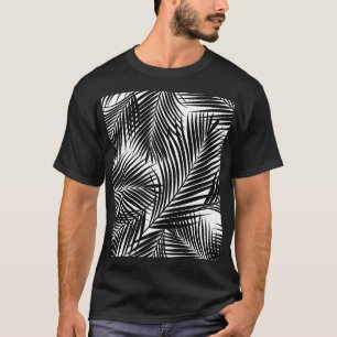 Camiseta Hojas tropicales de palmera negras, fondo blanco