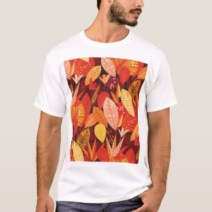 Camiseta Hojas Tropicales: Foliage geométrico colorido.