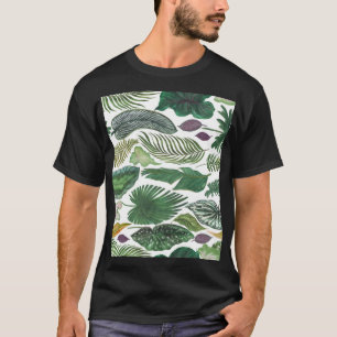Camiseta Hojas tropicales: fondo transparente de acuarela