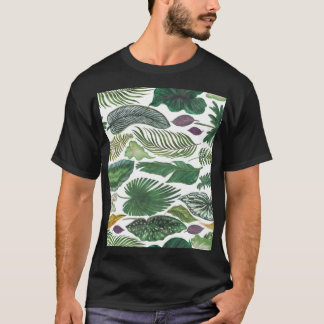 Camiseta Hojas tropicales: fondo transparente de acuarela
