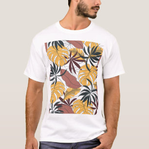 Camiseta Hojas tropicales: fondo vibrante sin costura.