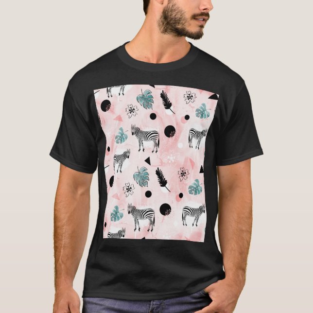 Camiseta Hojas tropicales Patrón de centeno de cebada (Anverso)
