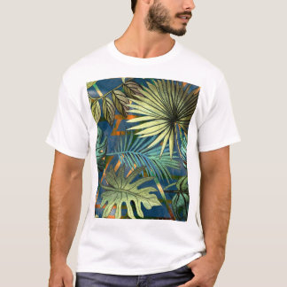 Camiseta Hojas tropicales, patrón de formas geométricas