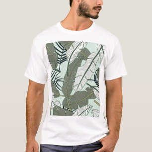 Camiseta Hojas Tropicales: Patrón de la Naturaleza sin Mar.