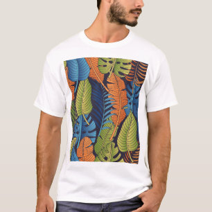 Camiseta Hojas tropicales, patrón floral sin costuras.