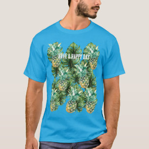 Camiseta Hojas Tropicales Verdes Azules Piñas