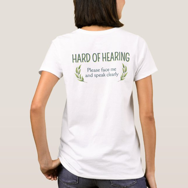 Camiseta Hojas Verdes Botánicas Dureza de Oído Sordera (Reverso)