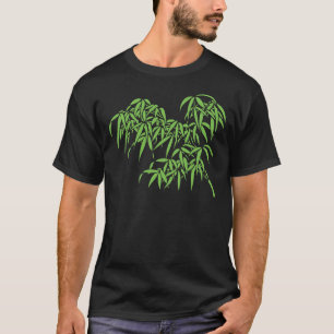Camiseta Hojas verdes claras del bambú en negro