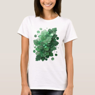 Camiseta Hojas verdes icónicas y monedas brillantes