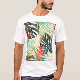 Camiseta Hojas y flores tropicales: Patrón vibrante