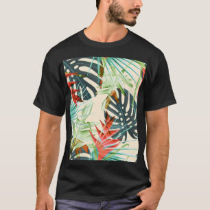 Camiseta Hojas y flores tropicales: Patrón vibrante
