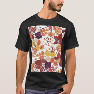Camiseta Hojas y Rosas de acuarela de otoño
