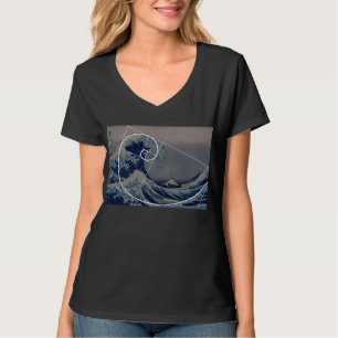 Camiseta Hokusai resuelve Fibonacci, coeficiente de oro