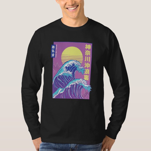 Camiseta Hokusai Retro Vaporwave Estética de ola grande (Anverso)