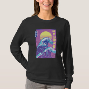 Camiseta Hokusai Retro Vaporwave Estética de ola grande