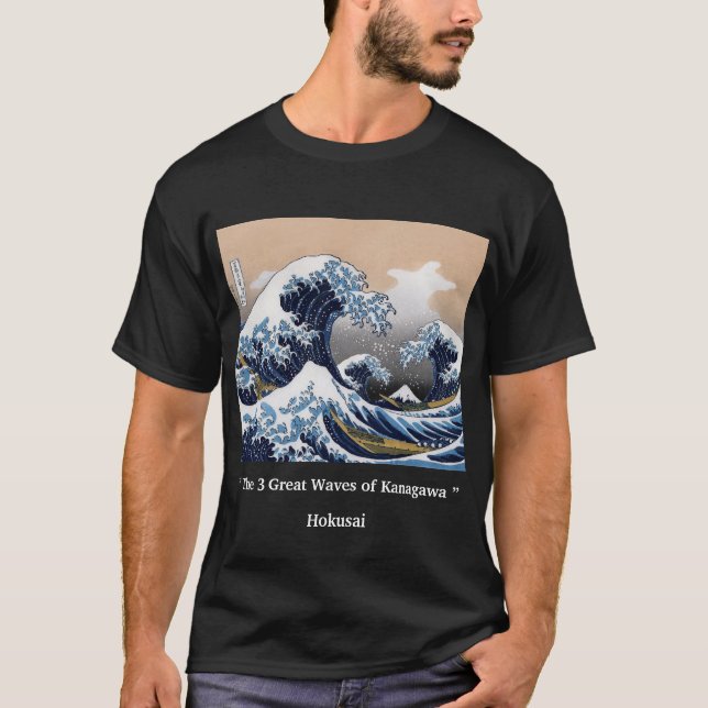 Camiseta HOKUSAI, “ The 3 Great Waves of Kanagawa ” (Anverso)