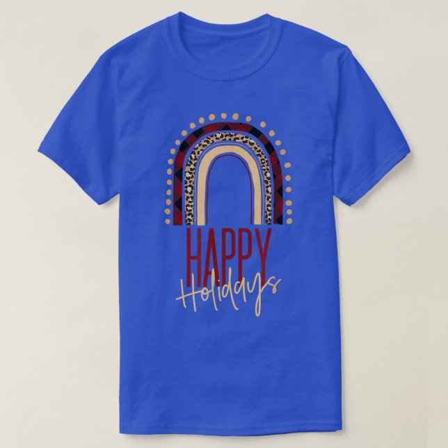 Camiseta Hol feliz del leopardo del arcoiris de Boho (Diseño del anverso)