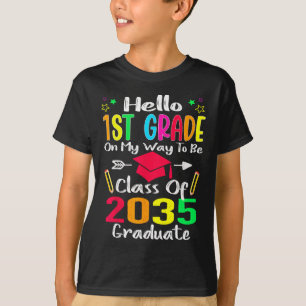 Camiseta Hola 1º Grado De Vuelta A La Clase Escolar De 2035