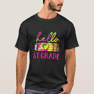 Camiseta Hola, 1º Grado Lápiz De Leopardo De Colas De Nuevo