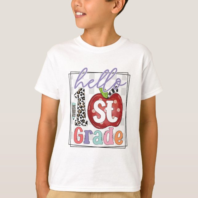 Camiseta Hola 1º grado, niño o Chica (Anverso)