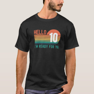 Camiseta Hola 10 Años Cumpleaños Retro Sunset 10 Años