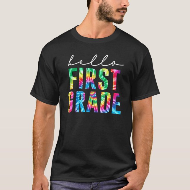 Camiseta Hola, 1° grado, profesores de tintes de tintes de  (Anverso)