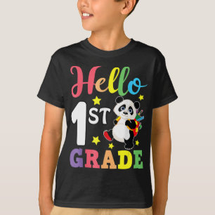 Camiseta Hola 1er grado Cute Panda de vuelta a la escuela