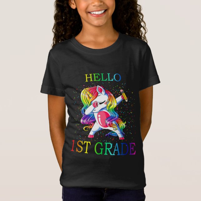 Camiseta Hola 1er grado Unicornio (Anverso)