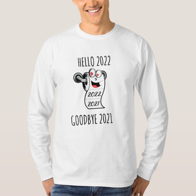 Camiseta Hola 2022 Papel higiénico Adiós 2021 (Anverso)