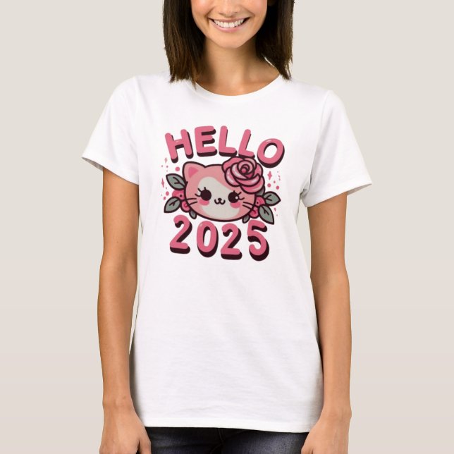 Camiseta Hola 2025, Feliz Año Nuevo 2025 (Anverso)