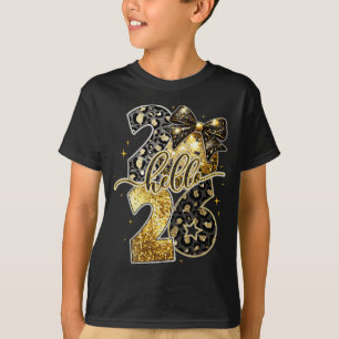 Camiseta Hola 2026 Coquette Lazo Leopardo Nochevieja Parte