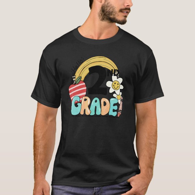 Camiseta Hola 2do Grado Groovy Arcoíris De vuelta al cole P (Anverso)