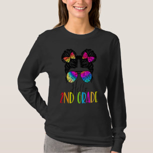 Camiseta Hola 2do Segundo Grado Moño Desordenado De Regreso