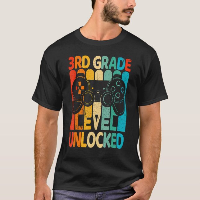 Camiseta Hola, 3º Grado de Videojuego desbloqueado de nuevo (Anverso)