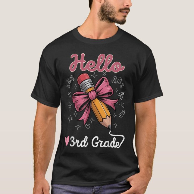 Camiseta Hola, 3 grados de vuelta a la escuela Coquette Pen (Anverso)