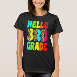 Camiseta Hola 3 Maestra De Leopardo De Tercer Grado De Vuel
